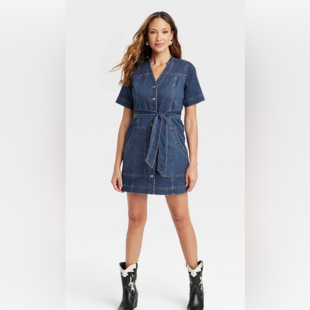 Knox Rose denim belted utility dress